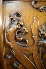 Architectural Antique Hand Carved Wood Cupboard Chimera Head Mascaron 19th