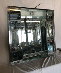 Mid Century Recessed Double Door Shadow Box Medicine Cabinet Mirror Old 1950-24B