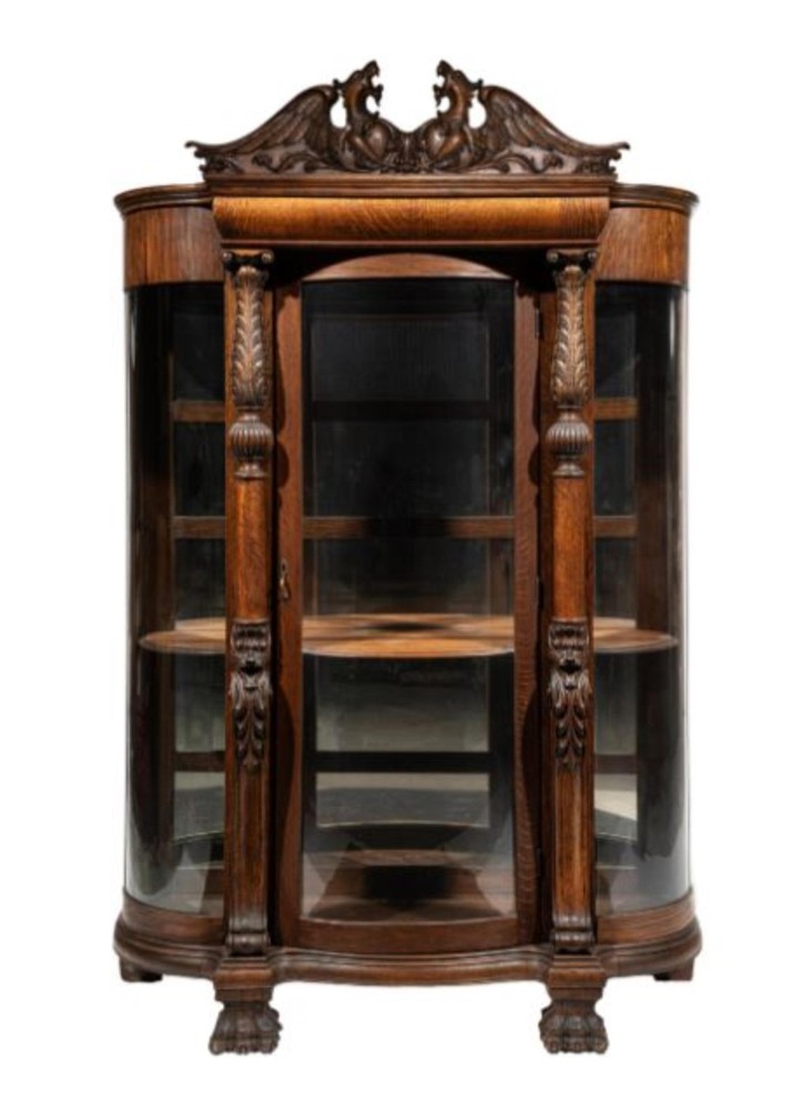 American Renaissance Carved Oak China Cabinet – Possibly RJ Horner