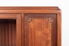 Art Nouveau Antique Inlaid Wooden Cabinet by Majorelle, France, Signed