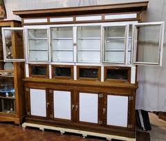 Humidor Opal Glass Tiger Oak HUMID-A-GAR Apothecary Display Cabinet GermanSilver