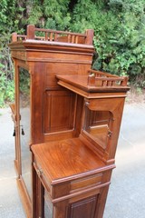 Unusual Walnut Victorian Triple Door Bookcase Display Cabinet Server ~ Ca.1880