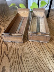 Vintage Wood Library Card Drawers With Metal Label Holder Set Of 2
