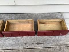 Vintage Handmade 3 Drawer Spice Or Apothecary Cabinet Red Paint