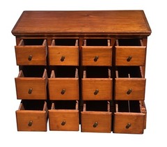 ANTIQUE PENNSYLVANIA QUEEN ANNE PERIOD PINE TWELVE DRAWER APOTHECARY SPICE CHEST