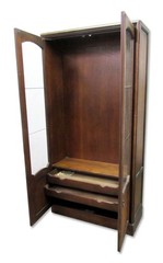Vintage French Provincial Bookcase Cabinet with Wire Mesh Doors