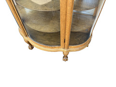 66656 Antique Victorian Bow Glass Curio Cabinet with Angel Cherub Backsplash