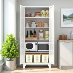 71” 2 Shapely Doors Cabinet, Metal Storage Cabinet with Doors