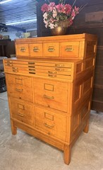 Antique American Quarter-Sawn Oak Stacking Flat File Drawer File Cabinet 1915