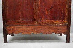 Antique Asian Red Lacquer Oriental Chinese Marriage Wedding Cabinet Wardrobe