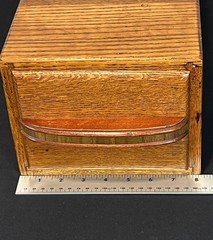 Vintage Wood 15x8x6.5” Recipe Box Card Catalog 1 Drawer Oak Library File Cabinet