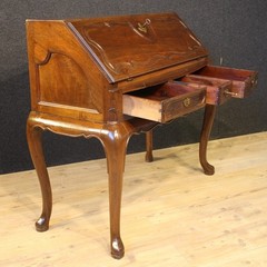 Antique bureau furniture Spanish writing desk in mahogany wood 19th century