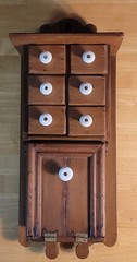 Antique Apothecary Spice Wall Hanging Wood Cabinet Six Drawers