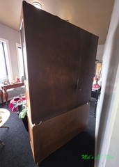 Vintage Campaign Style Oak China Hutch