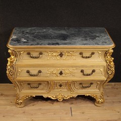 Italian chest of drawers furniture commode lacquered gold wood marble top 900