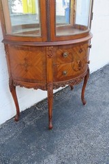 French Early 1900s Carved Inlaid Vitrine Display Curio Cabinet Cupboard 5667