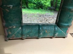 Vintage Industrial Shop Metal Roof 36″ SQ. Green/Red Mirror Old 1058-23B