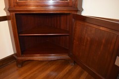 Spectacular Mahogany & inlay Handmade Corner China Cabinet by Potthast Bros.