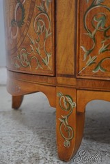 F70335: WELLINGTON HALL Satinwood Adams Painted Demi Lune Cabinet