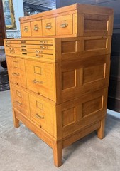 Antique American Quarter-Sawn Oak Stacking Flat File Drawer File Cabinet 1915