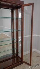 60050: Beveled Glass Door Yew Wood Door & Mahogany Display Cabinet