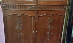 Excellent Carved Mahogany 2 Door China Cabinet Bow Front Yet Slender