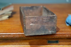 Antique Apothecary Cabinet Single Wood Drawer Hardware tool bin Cast Iron Pull
