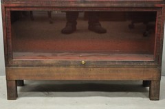 Vintage Industrial Steel Metal Faux Woodgrain Painted Stack Barrister Bookcase