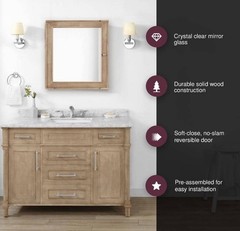 Home Decorators Medicine Cabinet 24″X8″X27″ Rectangular Antique Oak W/ Mirror