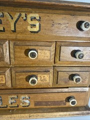 Vintage Crowley’s Needles Wood Cabinet – Antique 12 Drawer Cabinet