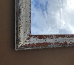 VTG Salvaged 24×37 Shabby White 2-Piece Wood Trim 18×31 Mirror Chic Old 1611-25B