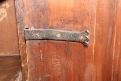 Fine Antique 1780s Italian Burled Walnut Primitive Corner Cabinet Rustic Lock