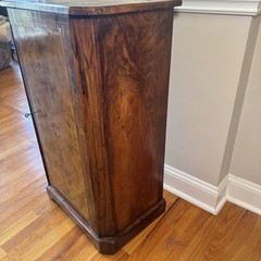 French Philippe 19th C. Burl Walnut Marquetry Cabinet w/ Key Antique
