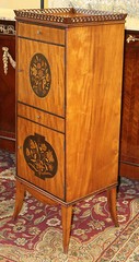 Superb Elaborately Inlaid Plum Pudding Mahogany Side Lingerie Tall Cabinets 1890