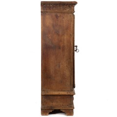 Continental Heavily Worn Carved One-Door Cupboard Cabinet of Small Size