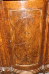 Fine Antique 1780s Italian Burled Walnut Primitive Corner Cabinet Rustic Lock
