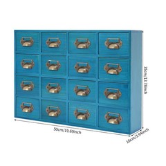 16 Drawers Vintage Tabletop Library Card Catalog Cabinet Apothecary Storage Box