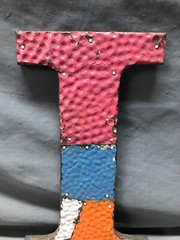 Decorative Salvaged Tin Ceiling 12″ Patchwork Mix Color Letter I Metal 361-25B