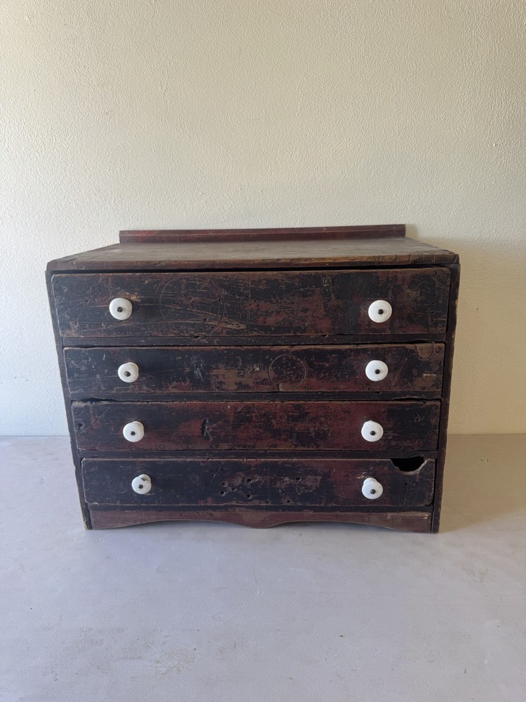 Antique Primitive Wooden Four Drawer Cabinet