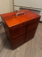 VTG 9 Drawer Dentist Apothecary Cabinet w Dental Tools & Accessories Mahogany