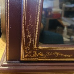 Cabinet Burgundy Gold Accents Handpainted Arch Top Glass front Orient