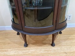 Unique Antique Curved (Bow) Glass China and Curio Cabinet