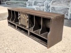 Antique 10 Compartment Office Desk Organizer Cabinet, Black/Gold Carved Wood
