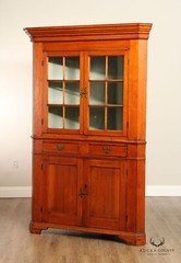 Antique American Chippendale Farmhouse Style Cherry Corner Cabinet