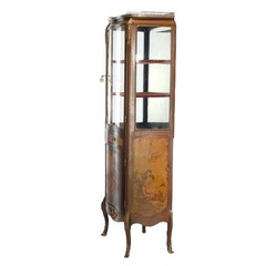 Antique French Vernis Martin Decorated Mahogany Vitrine, Circa 1890