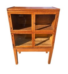 Antique Arts & Crafts Tiger Oak Four Section Haberdashery Display Cabinet – Rare