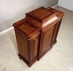 Exceptional French Antique Bar Cabinet Server Sideboard Walnut & Birdseye Maple