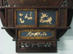 Sale-Important Japanese Wall Etagere Display Cabinet with Inlay Design, 19th C