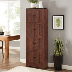 Tall Storage Cabinet with 8 Doors and 4 Shelves, Wall Storage Cabinet