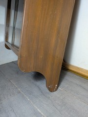 Vintage Art Deco Gothic Tudor Wall Curio Cabinet Shelf Sliding Doors Quatrefoil